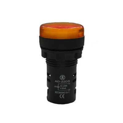 AD-22DS, жёлтая, светодиодная матрица d=22мм, 220В AC/DC, IP65 (ЭТ)