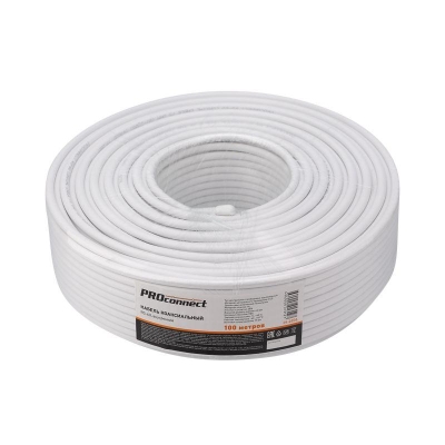 Кабель коаксиальный RG-6U, 75Ом, CCS/Al/Al, 48%, 100м, INDOOR, белый