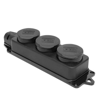 Колодка 3-м 16А IP44 2P+PE 230В с защ. крышками каучук RPS-015-16-230-44
