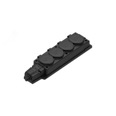 Колодка MultiSet 4х розетка 2К+З 16А/250В IP44 каучуковая черн. SE MST4104BK