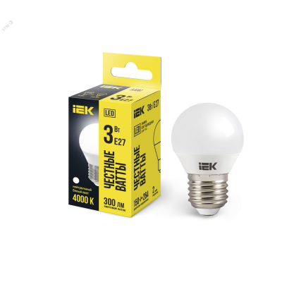 Лампа LED G45 шар 3Вт 230В 4000К E27 LLE-G45-3-230-40-E27