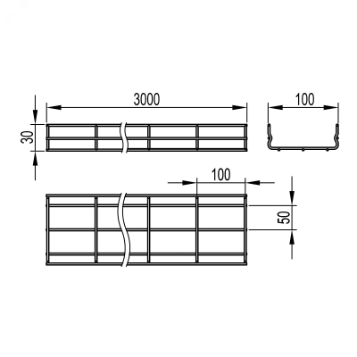 Лоток проволочный 100х30 сталь 4мм оцинк. FC3010