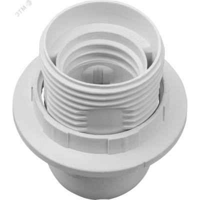 Патрон люстровый Е27 пластик с кольцом белый 19525