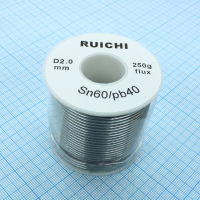 Припой SN60/PB40 2,0мм 250гр с флюсом