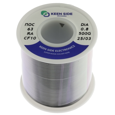 Припой Sn63/Pb37-d0.8-500g flux RA KS10 ПОС 63