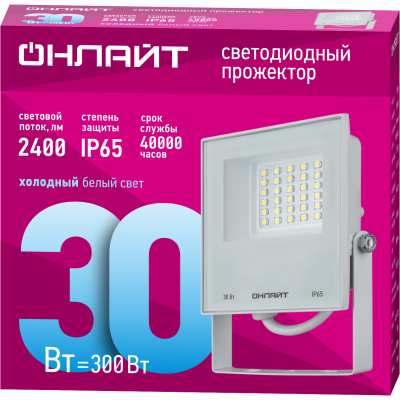 Прожектор светодиодный 90 135 OFL-30-6K-WH-IP65-LED 30Вт 6000К IP65 2400лм бел. 90135