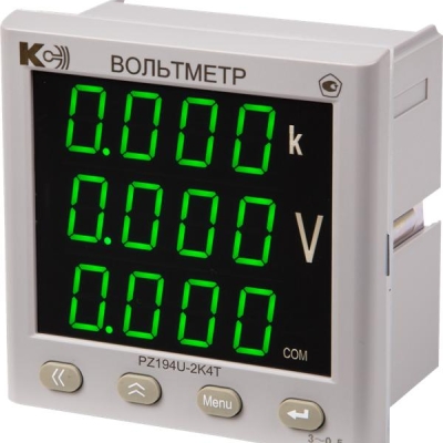 PZ194U-2K4T Вольтметры трехканальные 1RS-485/3AO (лицевая панель 120х120 мм)