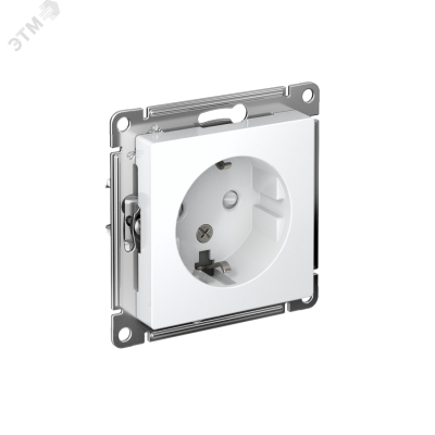 Розетка 1-м СП AtlasDesign 16А IP20 с заземл. защ. шторки механизм бел. SE ATN000145
