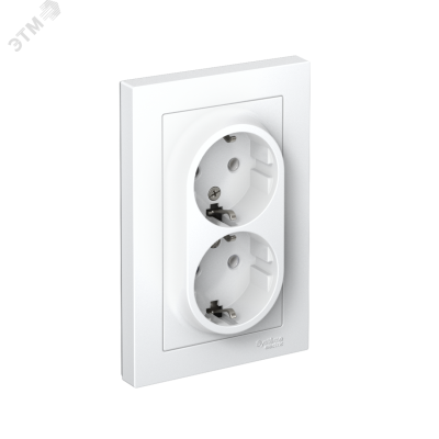 Розетка 2-м СП AtlasDesign 16А IP20 с заземл. в сборе бел. SE ATN000124
