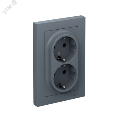 Розетка 2-м СП AtlasDesign 16А IP20 с заземл. в сборе грифель SE ATN000724