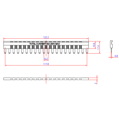 Соединительная шина для разъемов rms-23 20 голубая 32 А голубая AVERES rms-23-busbar