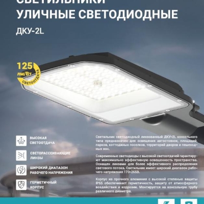 Светильник уличный линзованный светодиодный ДКУ-2L 70Вт 230В 5000К 8750лм 125лм/Вт 42-48мм IP65 NEOX 4690612057088